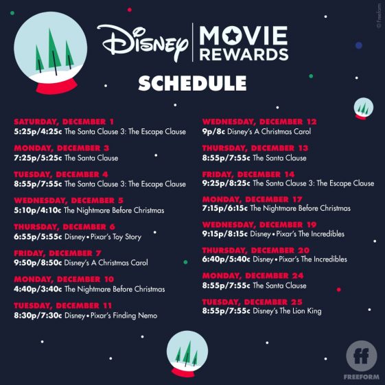 Freeform 25 Days of Christmas Disney Codes Santa's Sweepstakes